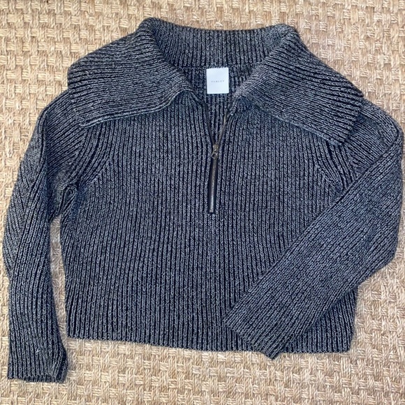 Varley Elise Half Zip in True Knit black/white marled...